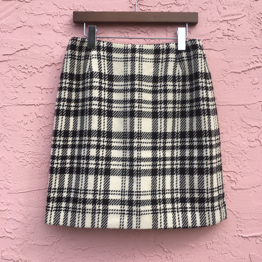 Eddie Bauer Plaid Wool Blend Skirt Size 8